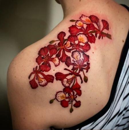 Tattoos - Rick Mcgrath Flame Tree Flowers - 141501